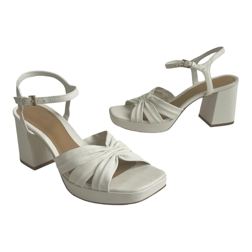 Reformation White Maize gathered leather platform sandals